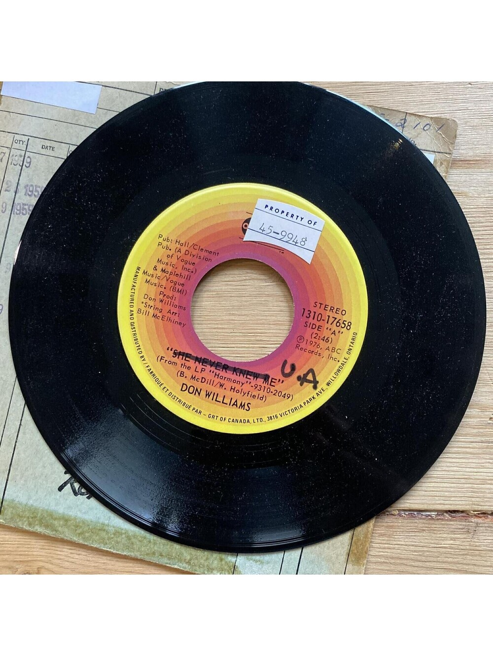 Don Williams - Ramblin'/She Never Knew Me 45rpm VG+ R10